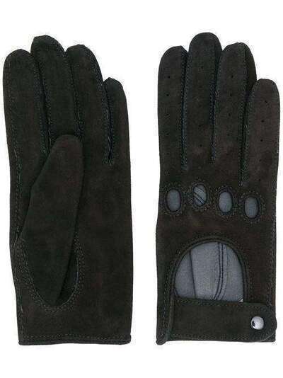 Manokhi фактурные перчатки с вырезами AW20MANO134A395SHORTSUEDEGLOVESWITHBUTTONBLACK