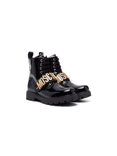 Moschino Kids ботинки на шнуровке с логотипом