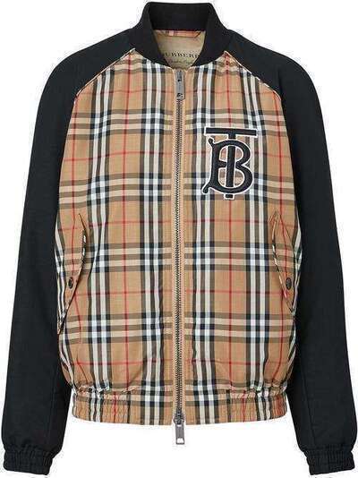 Burberry куртка-бомбер в клетку Vintage Check с монограммой 8011533