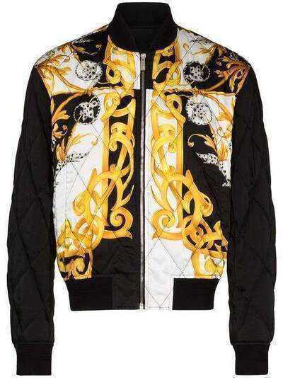 Versace стеганая куртка с принтом Baroque A87351A235726