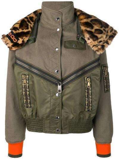 Dolce & Gabbana куртка-бомбер с леопардовым воротником F9E48THUMA6