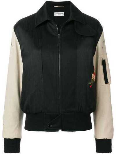 Saint Laurent куртка-бомбер с вышивкой 487047Y075R