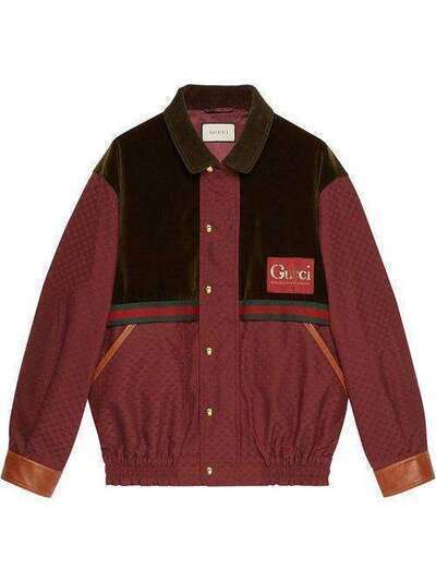 Gucci куртка с бархатной вставкой и узором GG 614482Z8AJJ