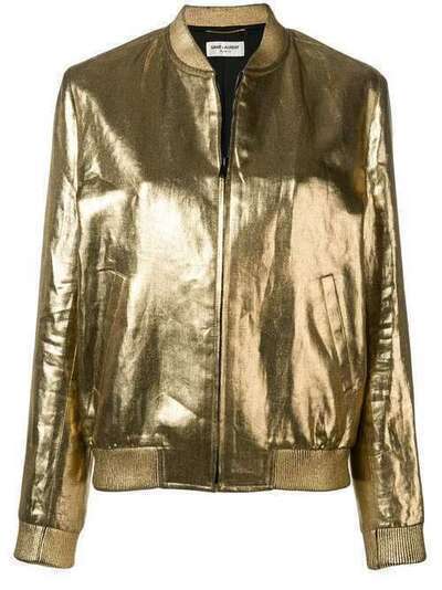 Saint Laurent куртка-бомбер с эффектом металлик 571757Y645U