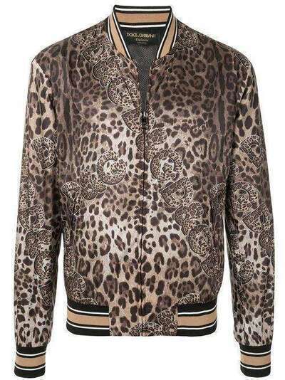Dolce & Gabbana леопардовая куртка-бомбер I9441MG7WFG