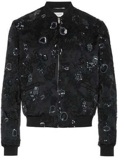 Saint Laurent куртка-бомбер с вышивкой с пайетками 504992Y021S