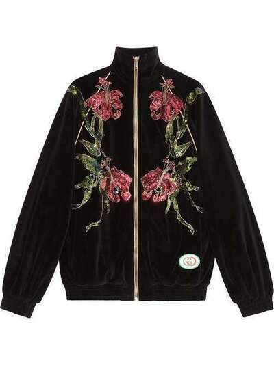 Gucci куртка из шенилла с цветочными нашивками 574001XJA8D