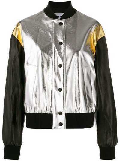 MSGM укороченная куртка-бомбер с эффектом металлик 2741MDH15Y195616