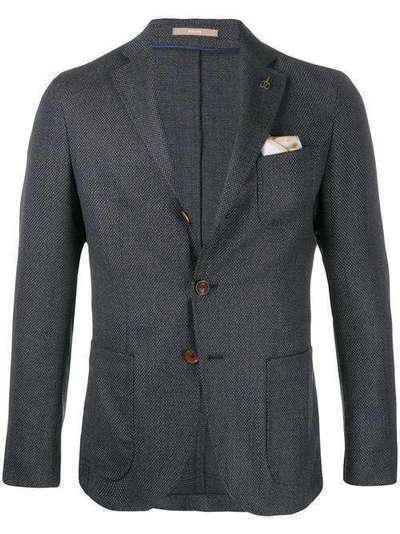 Paoloni textured logo brooch suit jacket 2711G507191577
