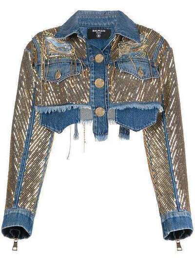 Balmain джинсовая куртка с пайетками TF18122D012