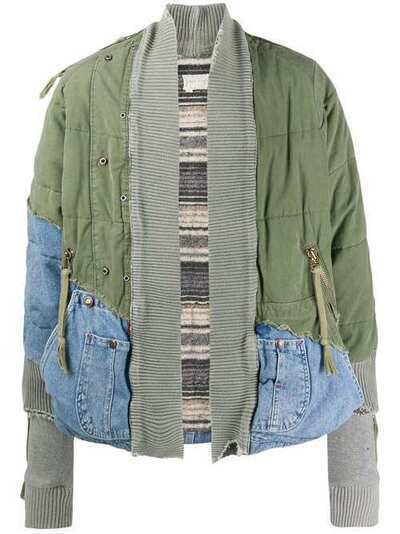 Greg Lauren куртка Army с джинсовыми вставками M062M