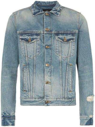 Alanui джинсовая куртка с кашемировой нашивкой LMYE001S19027019