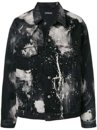 Balenciaga джинсовая куртка с эффектом разбрызганной краски 557648TXE03