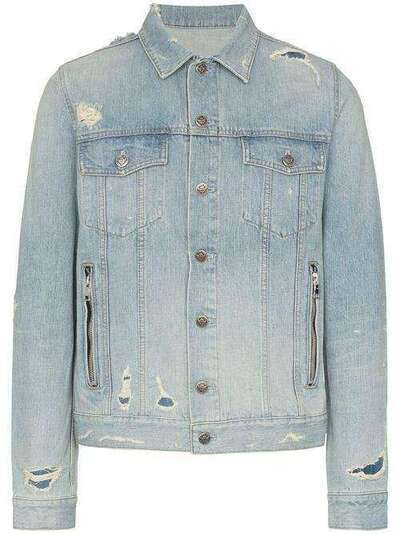 Balmain джинсовая куртка с тисненым логотипом TH18640Z101