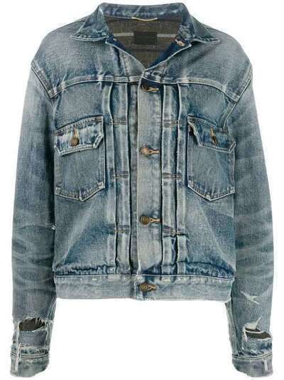 Saint Laurent джинсовая куртка с эффектом потертости 589825YE957