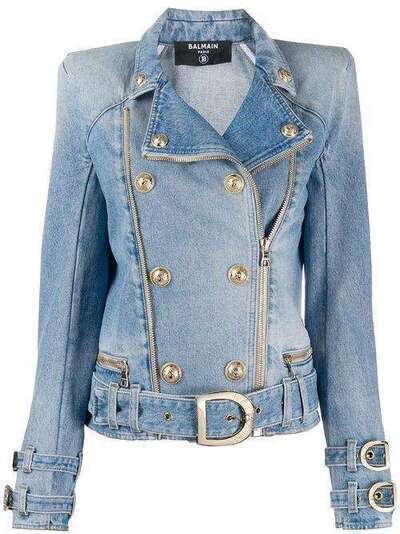 Balmain джинсовый двубортный пиджак TF18248D006