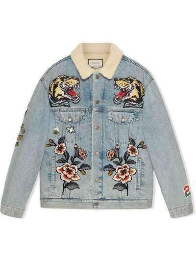Gucci джинсовая куртка в стиле оверсайз с нашивками 524377XDAGT