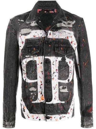 Philipp Plein джинсовая куртка с эффектом разбрызганной краски P20CMDB0262PDE004N