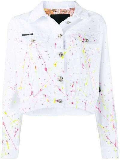 Philipp Plein джинсовая куртка с эффектом разбрызганной краски S20CWDB0365PDE004N