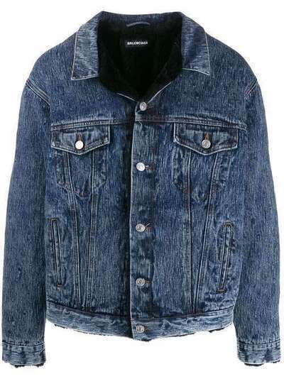 Balenciaga джинсовая куртка с подкладкой из шерпы 583230TFW01