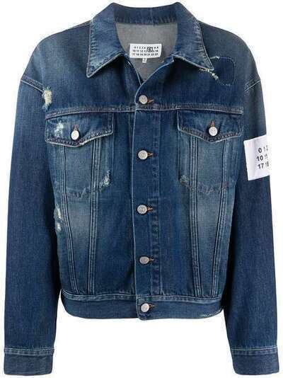MM6 Maison Margiela джинсовая куртка с эффектом потертости и нашивкой S62AN0035S30460