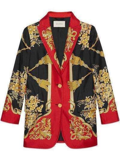 Gucci пиджак с принтом цветов и кисточек 550549ZAANP