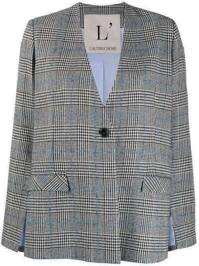 L'Autre Chose check cut-out sleeve blazer OJ570641038F999