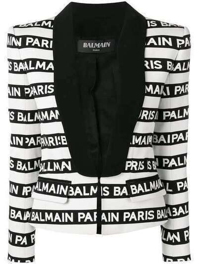 Balmain блейзер-смокинг в полоску с логотипом RF17004C054