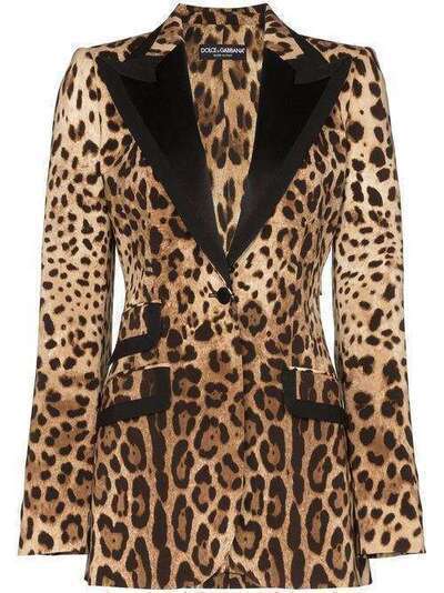 Dolce & Gabbana блейзер строгого кроя с леопардовым принтом F29ACTFSBAV