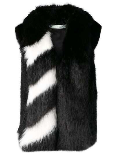 Off-White faux-fur stripe contrast gilet OWEA137E182370511000