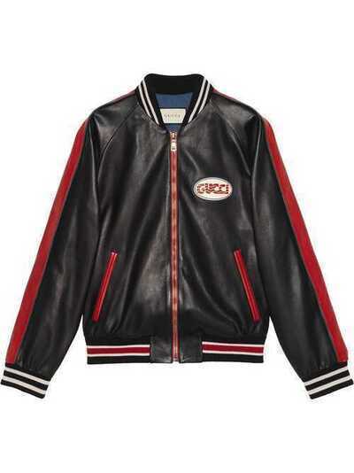 Gucci куртка-бомбер с нашивкой логотипа 523526XG649