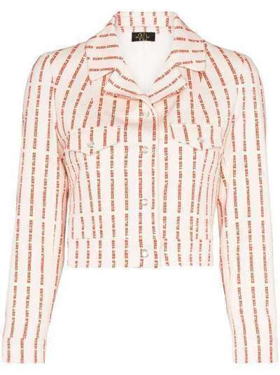 De La Vali Even Cowgirls striped text jacket 1JKRMUD01