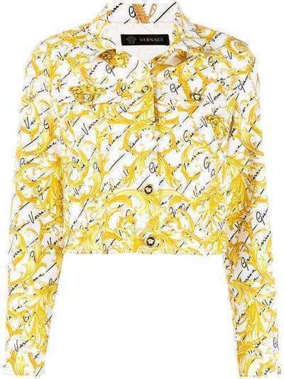 Versace укороченная куртка с принтом Baroque A85459A233242