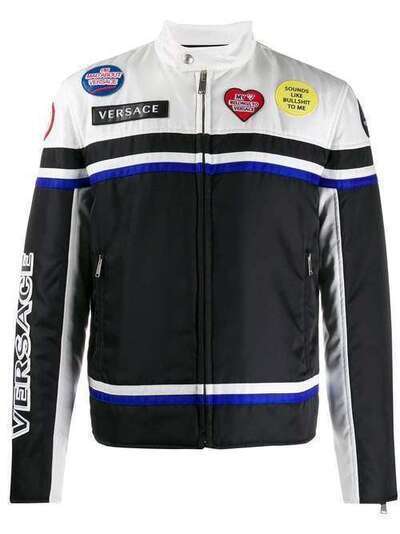 Versace байкерская куртка с нашивкой-логотипом A84470A230415