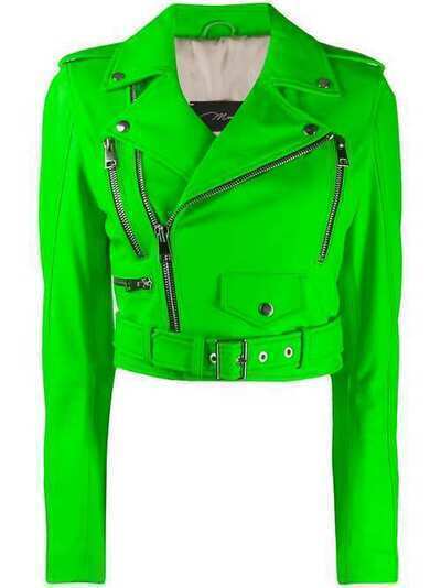 Manokhi укороченная байкерская куртка с молнией AW20MANO283A2193BIKERSHORTJACKETFLUOGREEN