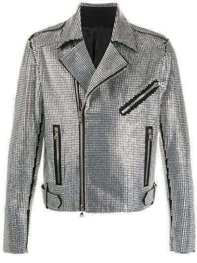 Balmain байкерская куртка с кристаллами TH18648Z189