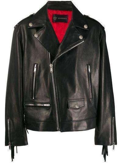 Versace байкерская куртка с бахромой A85157A233752