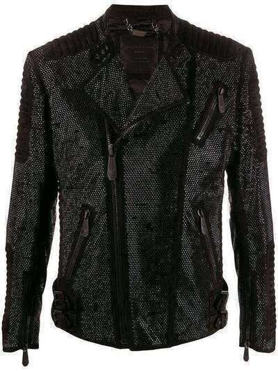 Philipp Plein декорированная байкерская куртка S20CMLB1074PLE010N