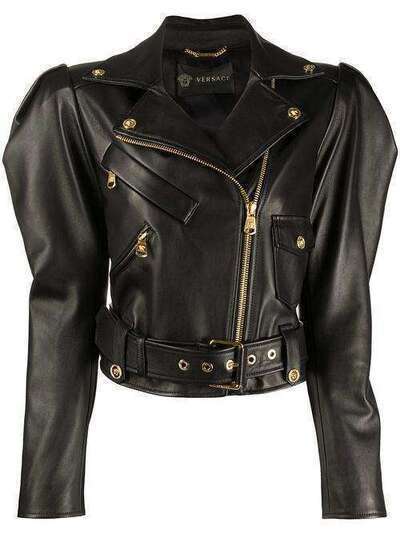Versace байкерская куртка с объемными плечами A86332A234801