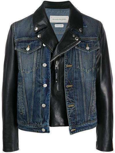 Alexander McQueen байкерская куртка с джинсовыми вставками 603444Q5HSI