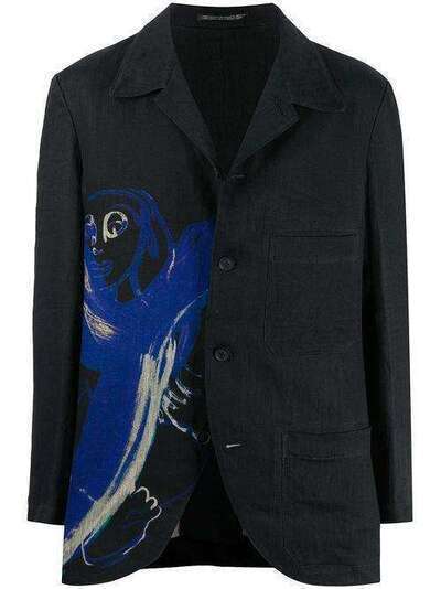 Yohji Yamamoto однобортный пиджак с графичным принтом HNJ68313