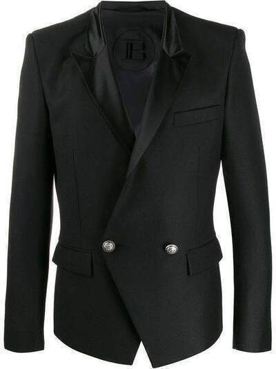 Balmain двубортный пиджак с атласными лацканами TH17270W047