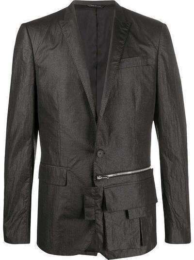 Les Hommes пиджак с жатым эффектом и накладным карманом LIW202265U