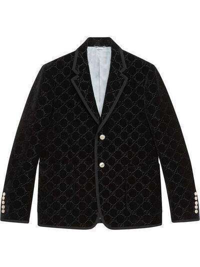 Gucci бархатный пиджак 'Palma' с узором GG 522513Z402L