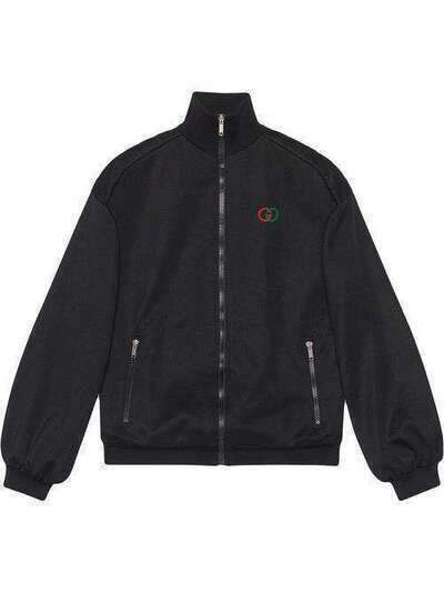 Gucci куртка с вышитым логотипом и нашивками на локтях 595792XJBT6