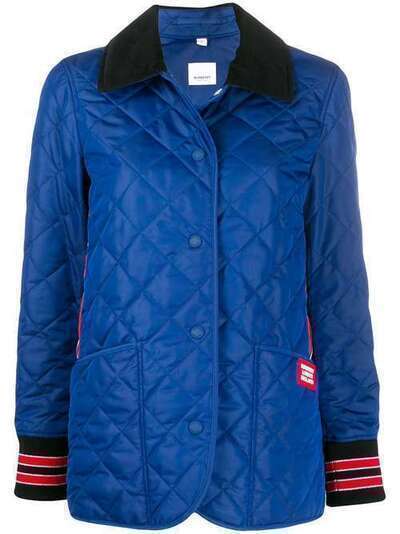 Burberry стеганая куртка на пуговицах с нашивкой-логотипом 8022807000