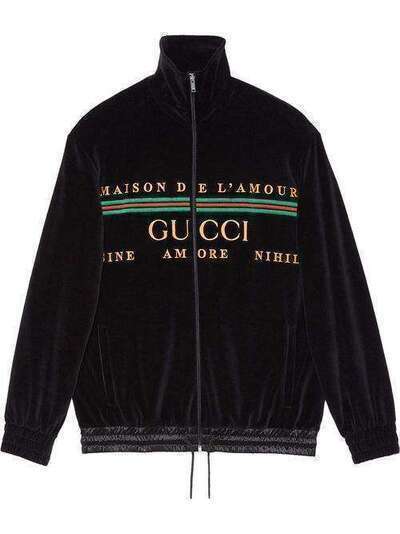 Gucci куртка-бомбер с вышитым логотипом 595533XJBTD