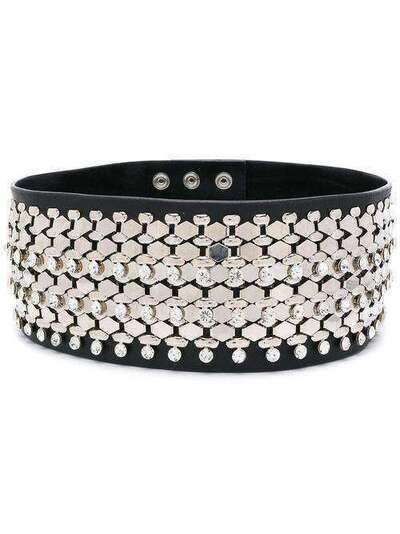 Christopher Kane ремень с декором из цепочек и кристаллов RE20WIDECRYSTALCHAINBELTLEATHERANDCHAINBLACKSILVER