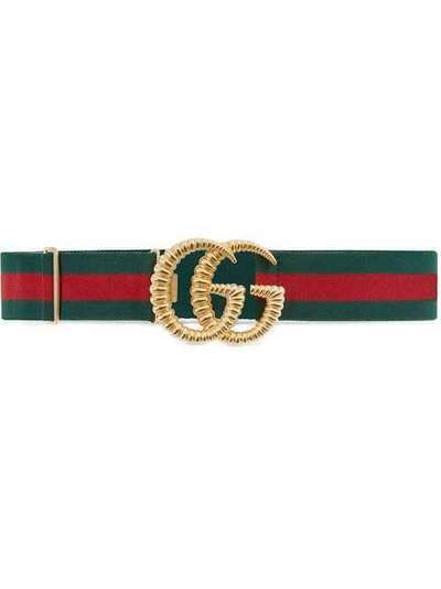 Gucci эластичный пояс с пряжкой GG и полоской Web 524101HGWKG