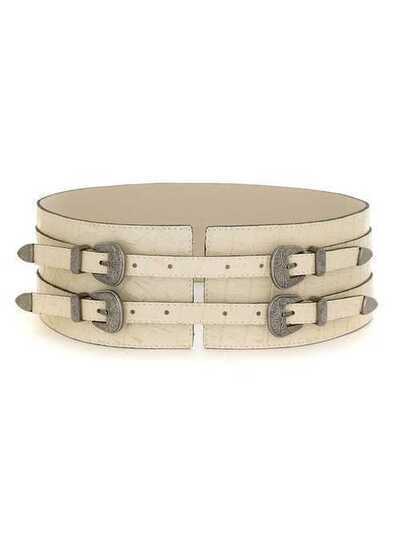 Olympiah four buckles wide leather belt 219932